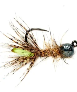 Fulling Mill Shop Flies Peeping Caddis Jig - Burnt Green - Barbless