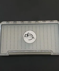 Adamsbuilt FLY FISH FOOD LOGO FLY BOX, CLEAR SINGLE SIDED - X-LARGE WITH EASY GRIP FOAM