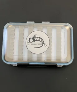Adamsbuilt FLY FISH FOOD LOGO FLY BOX, CLEAR DOUBLE SIDED - LARGE, DRY AND NYMPH FOAM