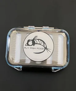 Adamsbuilt FLY FISH FOOD LOGO FLY BOX, CLEAR DOUBLE SIDED - SMALL, DRY AND NYMPH FOAM