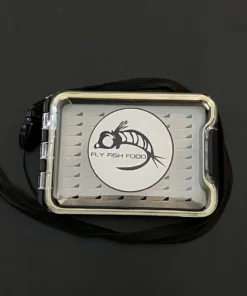 Adamsbuilt FLY FISH FOOD LOGO FLY BOX, CLEAR SINGLE SIDED - SMALL W/ LANYARD, EASY GRIP FOAM Fly Boxes