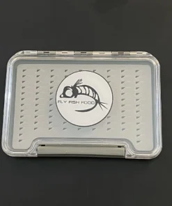 Adamsbuilt FLY FISH FOOD LOGO FLY BOX, CLEAR SINGLE SIDED - SMALL W/ EASY GRIP FOAM
