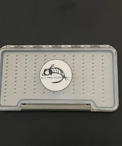 Adamsbuilt FLY FISH FOOD LOGO FLY BOX, CLEAR SINGLE SIDED - LARGE WITH EASY GRIP FOAM Fly Boxes