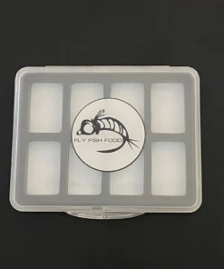 Adamsbuilt Fly Boxes FLY FISH FOOD LOGO FLY BOX, SUPER SLIM - 8 MAGNETIC COMPARTMENTS - SMALL