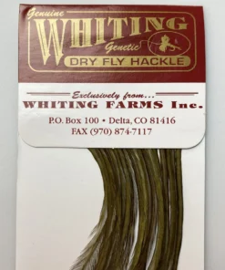 Whiting 100 Pack Dry Fly Hackle - Dark Olive - 20