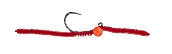 MFC Jig San Juan Worm - Red (Hot Orange Bead) 3 MFC Jig San Juan Worm - Red (Hot Orange Bead)