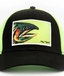 Fly Fish Food Green Trout Head Hat